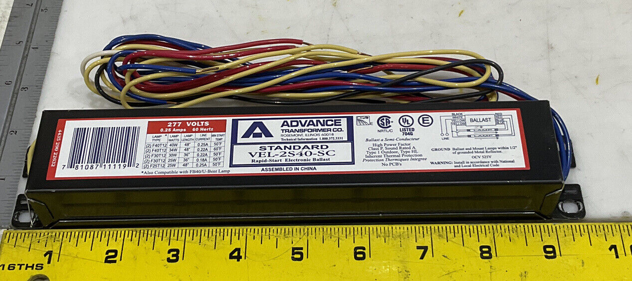 ADVANCE VEL-2S40-SC ELECTRONIC BALLASTS LOT OF 8 476