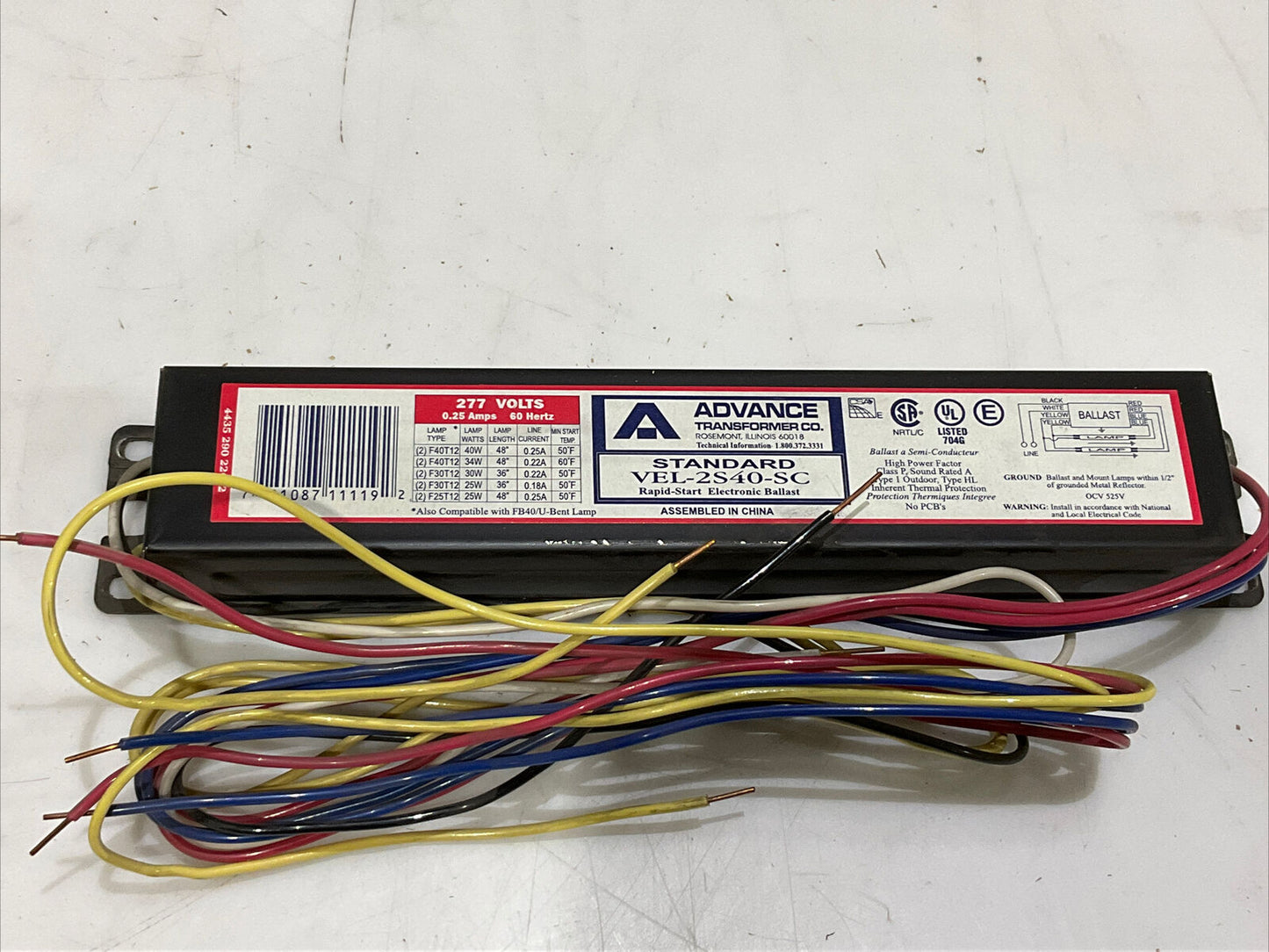 ADVANCE 3V602 VEL-2S40-SC ELECTRIC BALLAST LOT OF 7 476