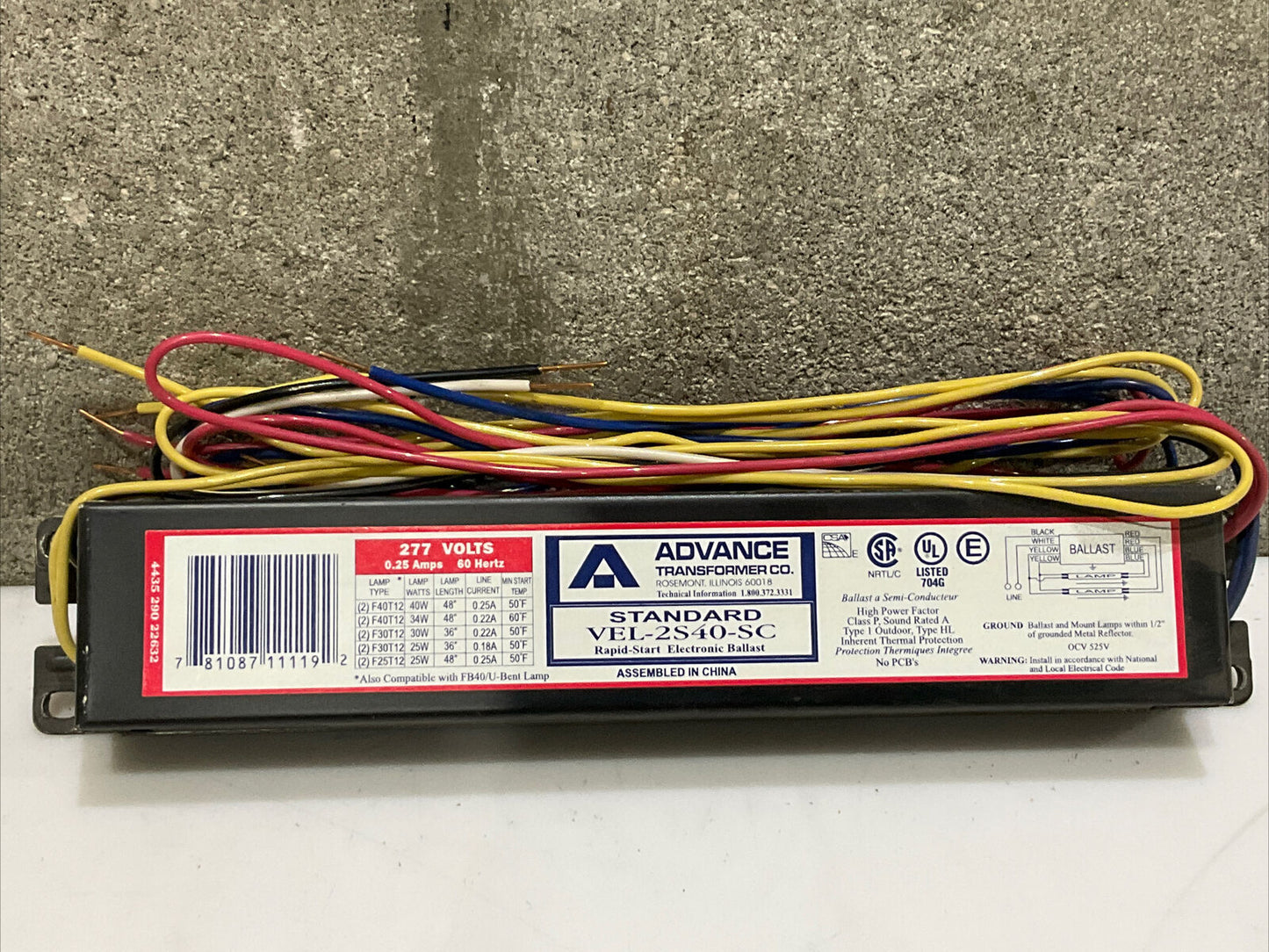 ADVANCE VEL2S40SC F40T12 RAPID START ELECTRONIC BALLEST LOT OF 2 476