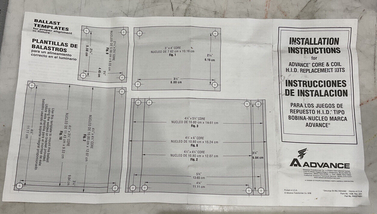 ADVANCE 71A8172-001D CORE AND COIL BALLAST KIT 476