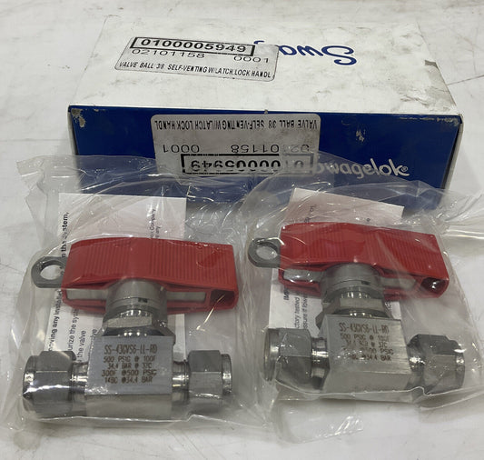 SWAGELOK SS-43GVS6-LL-RD BALL VALVE LOT OF 2 476