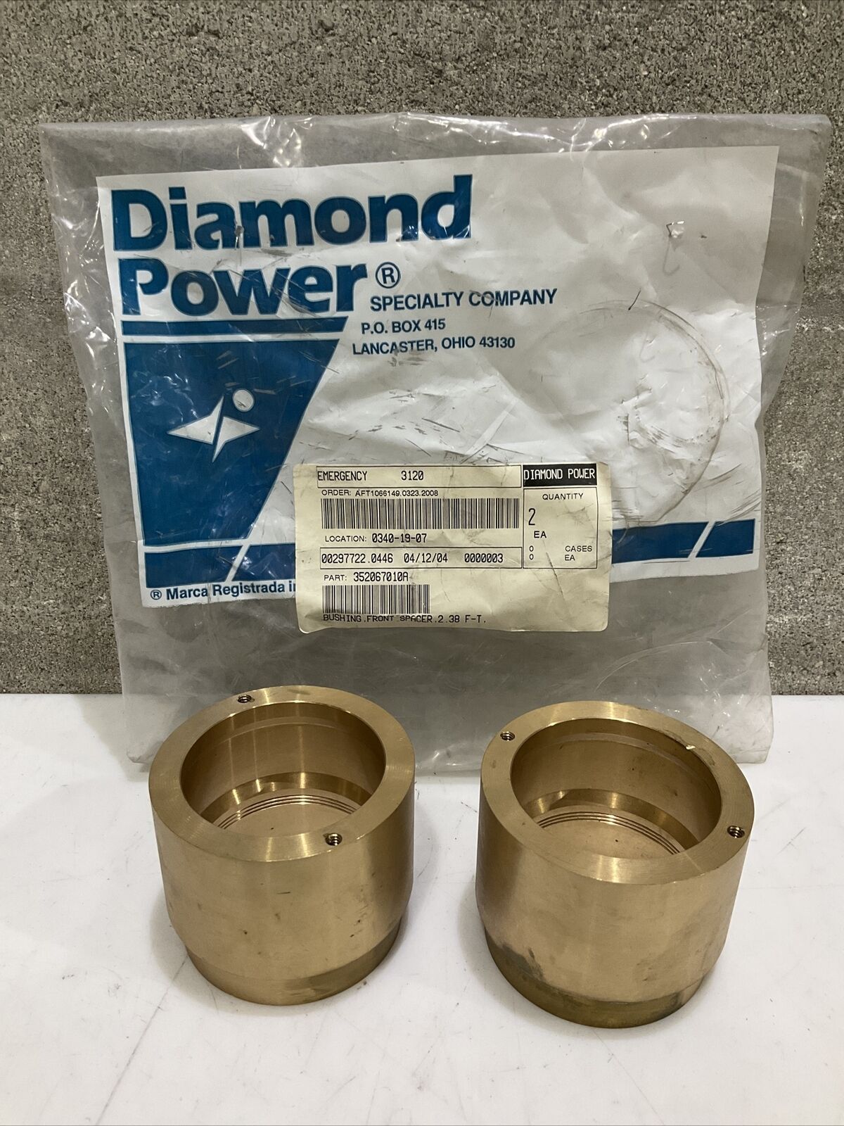 DIAMOND POWER 352067 FRONT SPACER BUSHING 2-3/8 F-T LOT OF 2