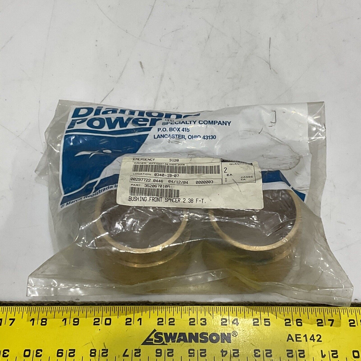 DIAMOND POWER 352067 FRONT SPACER BUSHING 2-3/8 F-T LOT OF 2