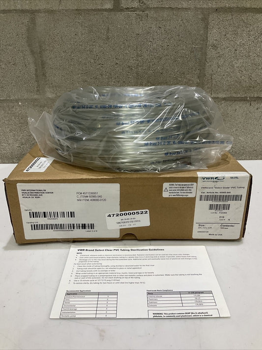 VWR 60985-540 PVC TYGON TUBING 3/8 X 1/2 X 1/16 373