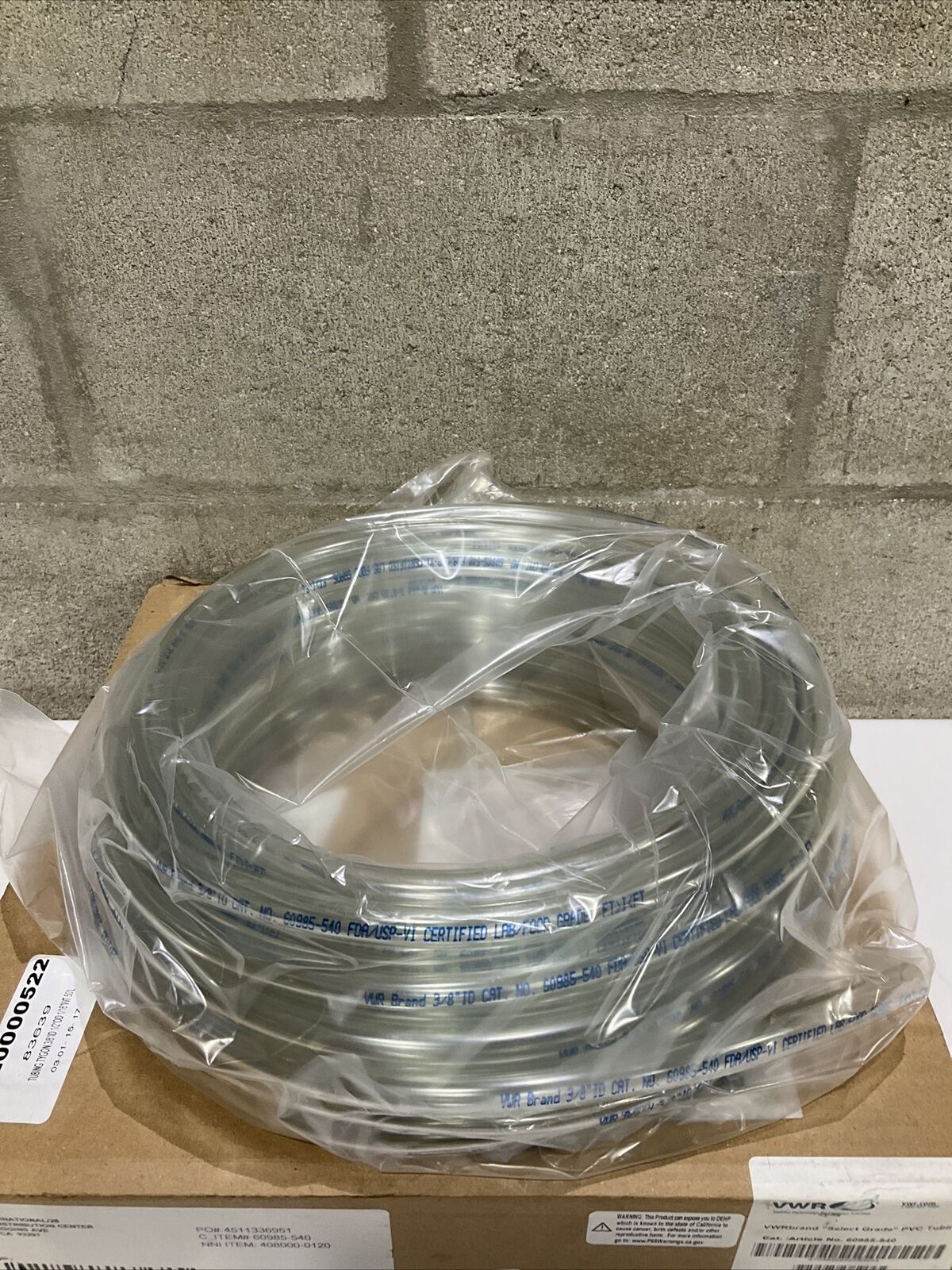 VWR 60985-540 PVC TYGON TUBING 3/8 X 1/2 X 1/16 373