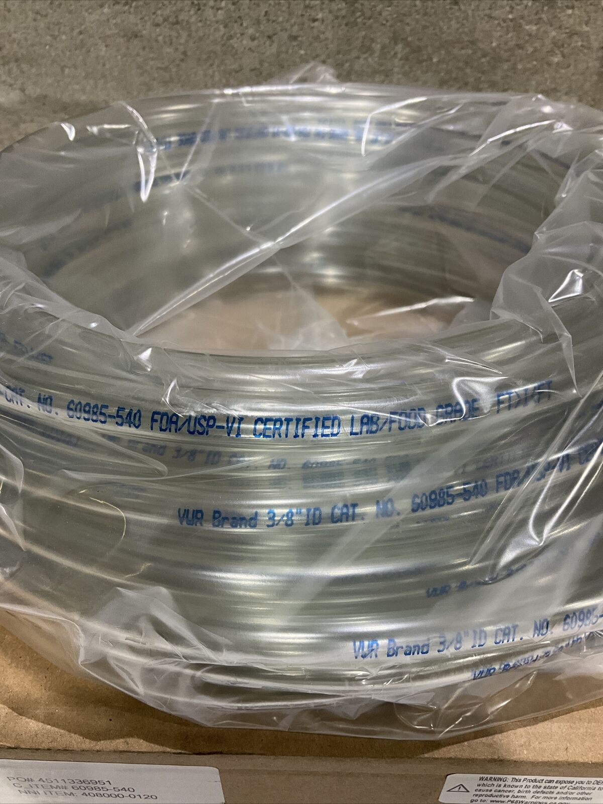 VWR 60985-540 PVC TYGON TUBING 3/8 X 1/2 X 1/16 373