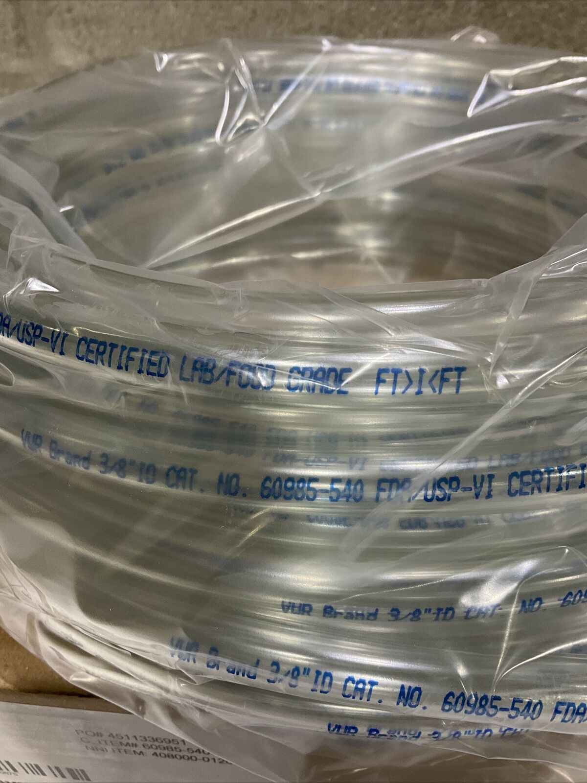 VWR 60985-540 PVC TYGON TUBING 3/8 X 1/2 X 1/16 373