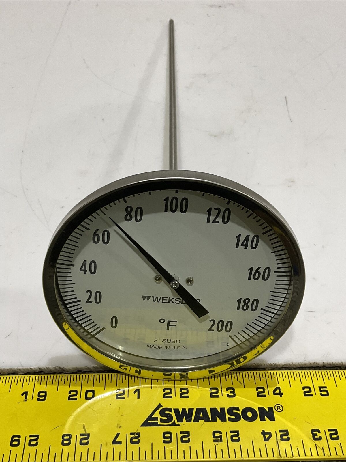 WEKSLER AF1844FAJX BIMETAL THERMOMETER 5 DIAL 0-200F 1/2 NPT 18” STEM 373