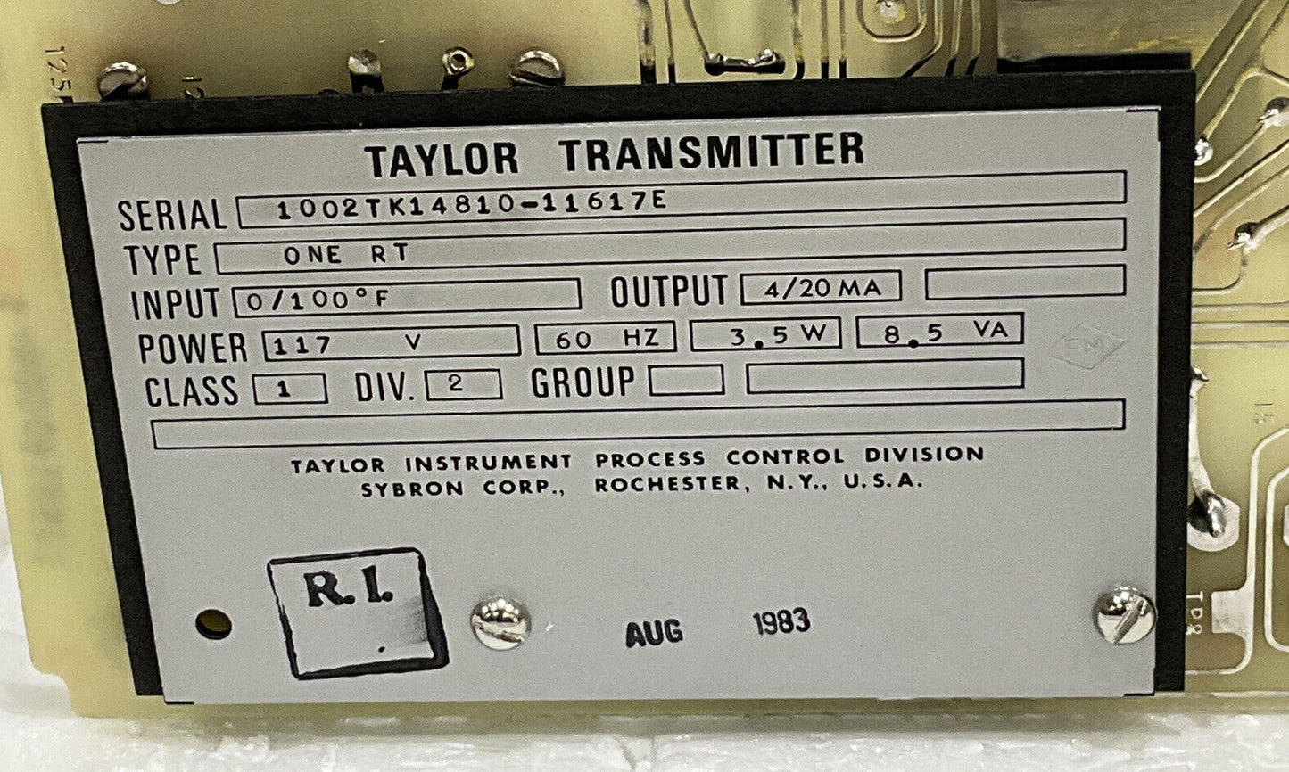 TAYLOR ONE RT 1002TK14810-11617E RESISTANCE BULB TRANSMITTER 373