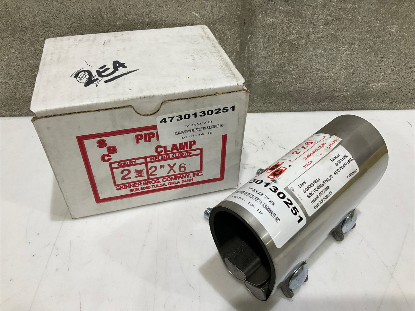 SKINNER 2”X 6” PIPE REPAIR CLAMP 316SS 373