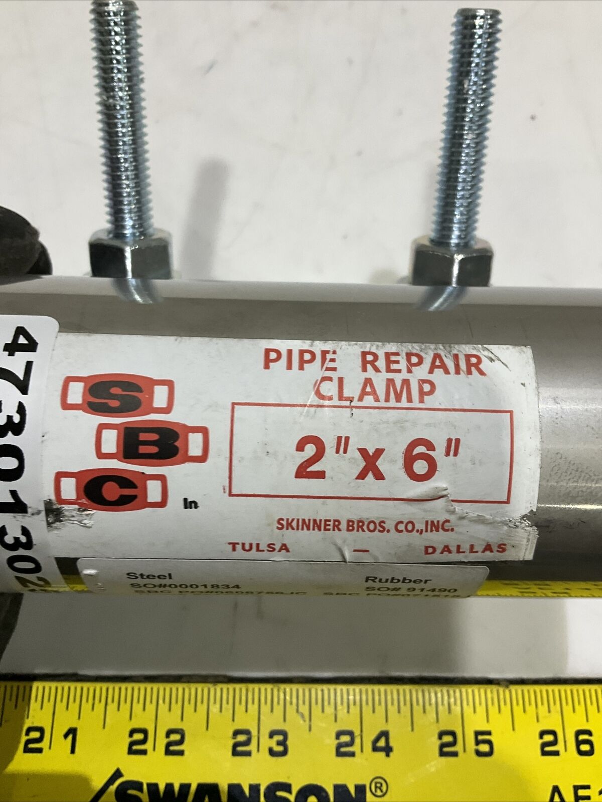 SKINNER 2”X 6” PIPE REPAIR CLAMP 316SS 373