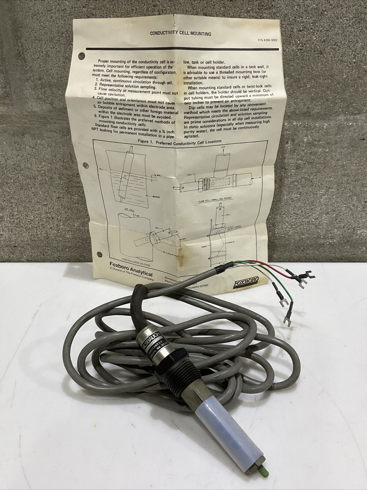 FOXBORO BALSBAUGH 910-EA3 37045/5S8132 CONDUCTIVITY CELL 373