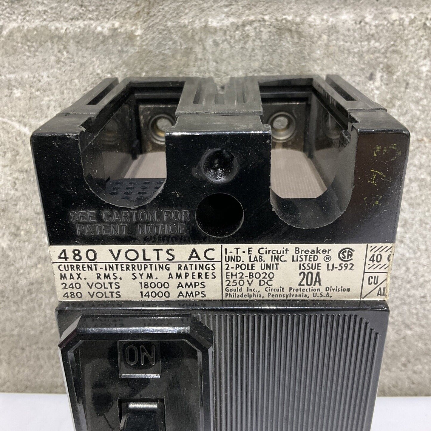 BROWN BOVERI EHB2020 CIRCUIT BREAKER 480V 20A 373