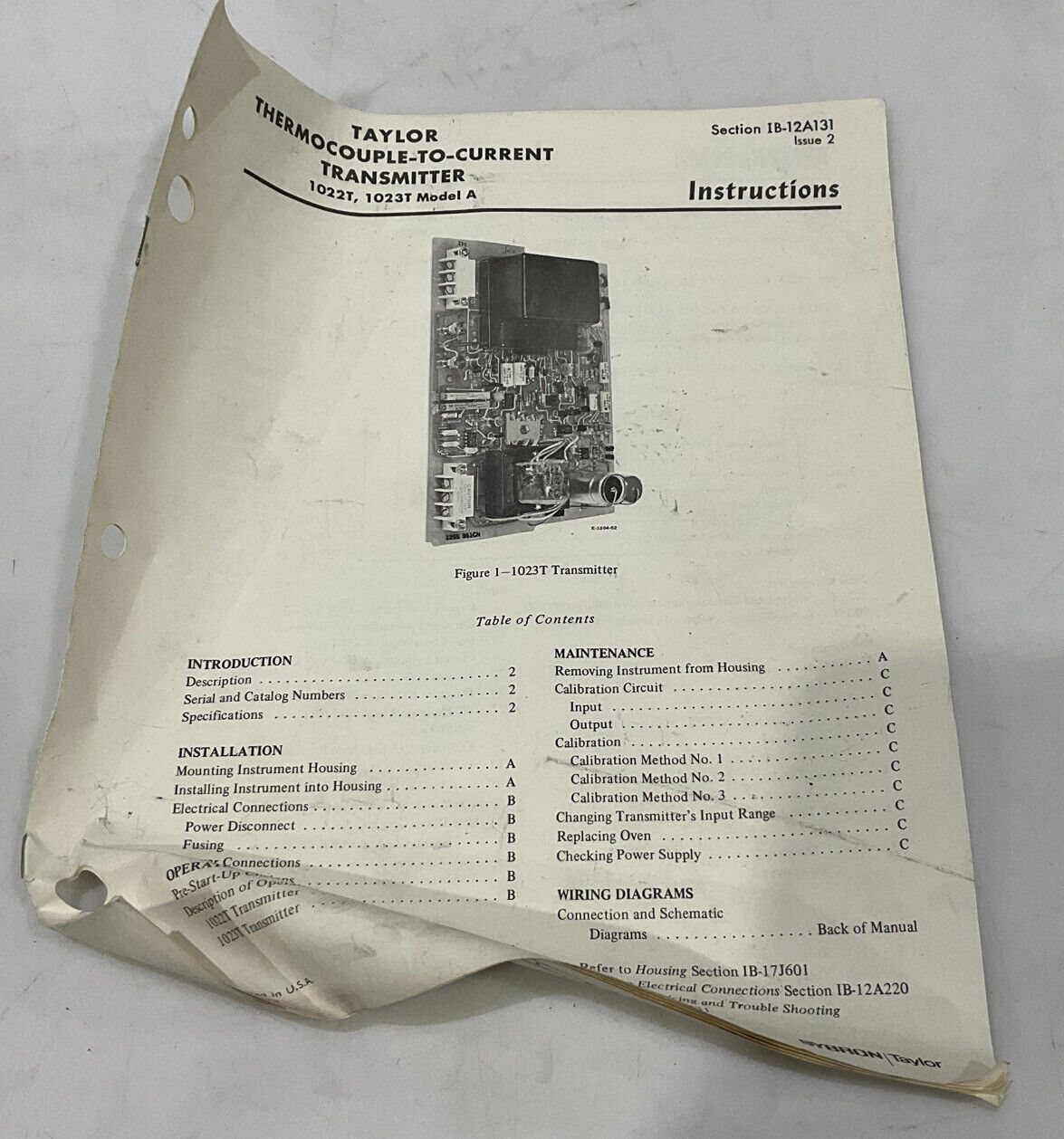 TAYLOR 1023TMODEL A THERMOCOUPLE-TO-CURRENT TANSMITTER 476