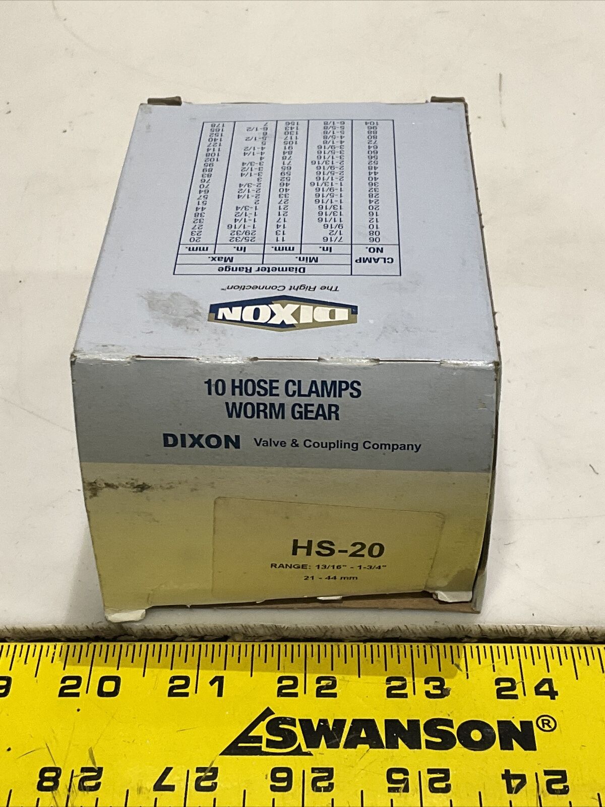 DIXON HS-20 HOSE CLAMPS WORM GEAR 13/16” 1 3/4” 21-44 MM LOT OF 20 BOXES 373