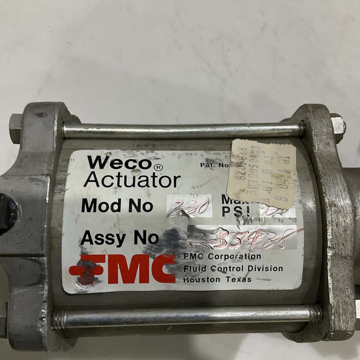 WECO 330 3737142 3235438 PNEUMATIC VALVE ACTUATOR 120 PSI 373