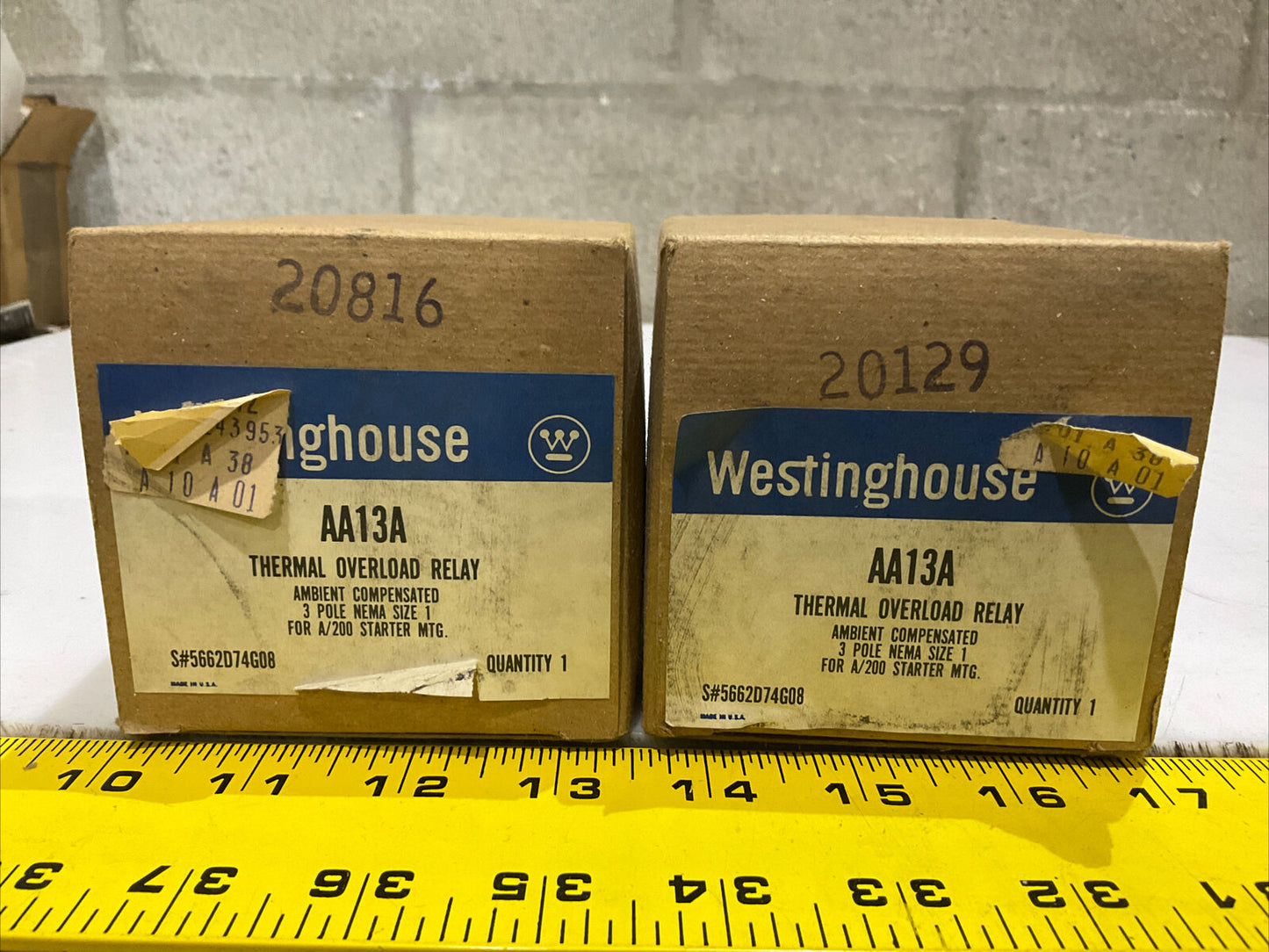 WESTINGHOUSE AA13A THERMAL OVERLOAD RELAY 3 POLE 600V 240VA 60VA LOT OF 2 373