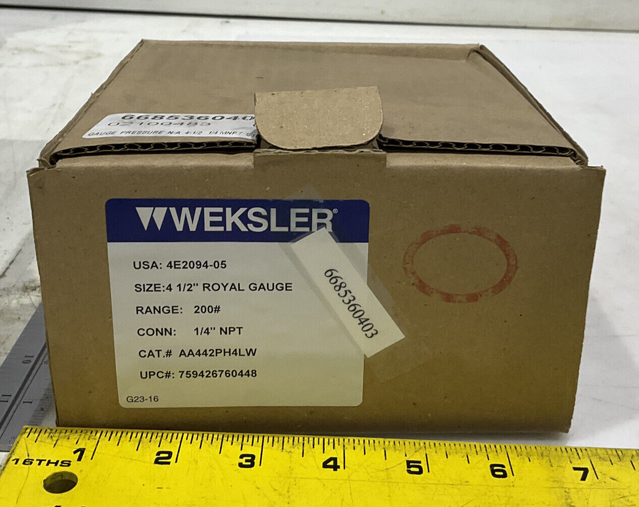 WEKSLER 4E2094-05 ROYAL PRESSURE GAUGE 0-200 PSI 373