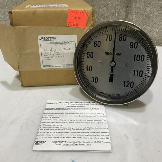REOTEMP J 25-125 DEGREE THERMOMETER 4” STEM 373