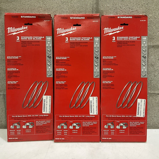 MILWAUKEE 48-39-0521 STANDARD PORTABLE BAND SAW BLADES 5/32”-3/16” LOT OF 3 373