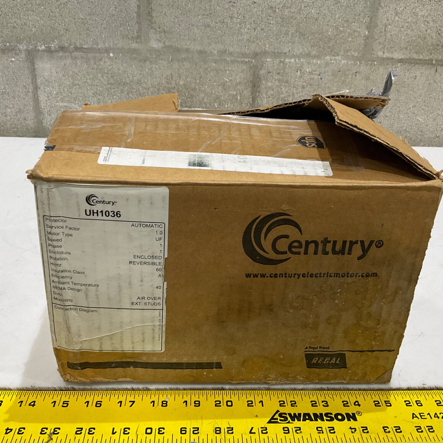 CENTURY UH1036 FAN MOTOR 1/3 HP 115 VOLTS 5.3 AMPS 1075 RPM 373