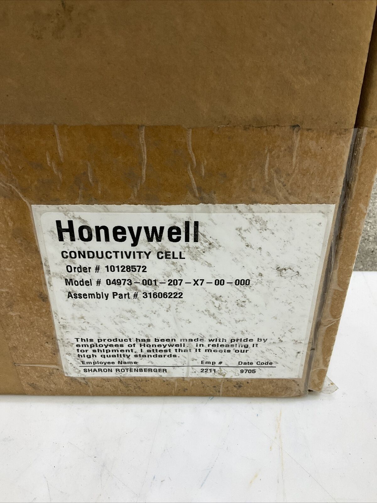 HONEYWELL 04973-001-207-X7-00-000 31606222 CONDUCTIVITY CELL 373