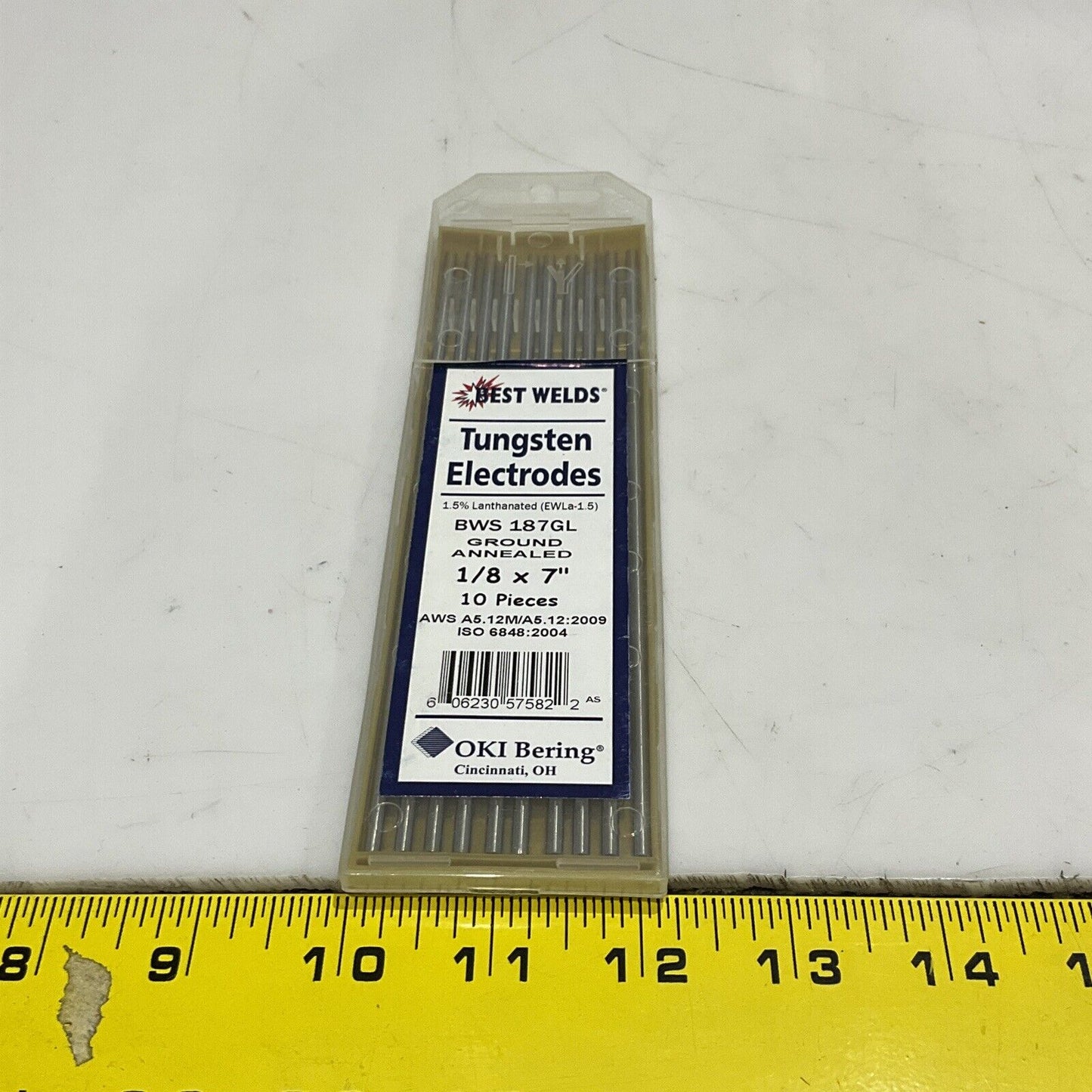 BEST WELDS BWS187GL 1/8 X7 GROUND ANNEALED TUNGSTEN ELECTRODE 6LB LOT OF 100 373