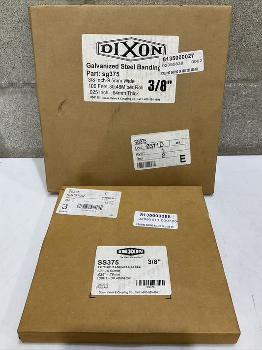 DIXON SG375 GALVANIZED STEEL BANDING 3/8” 100 FT LOT OF 2 373