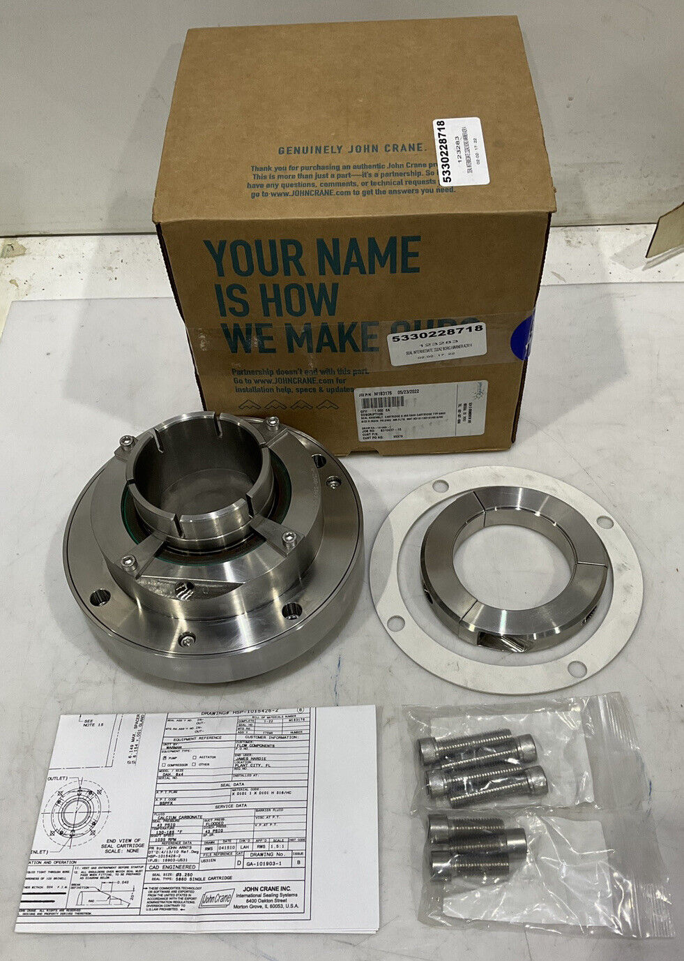 JOHN CRANE M183176 GA-101903-1 B A2R14 2DZAZ INTERMEDIATE SEAL ASSEMBLY 373