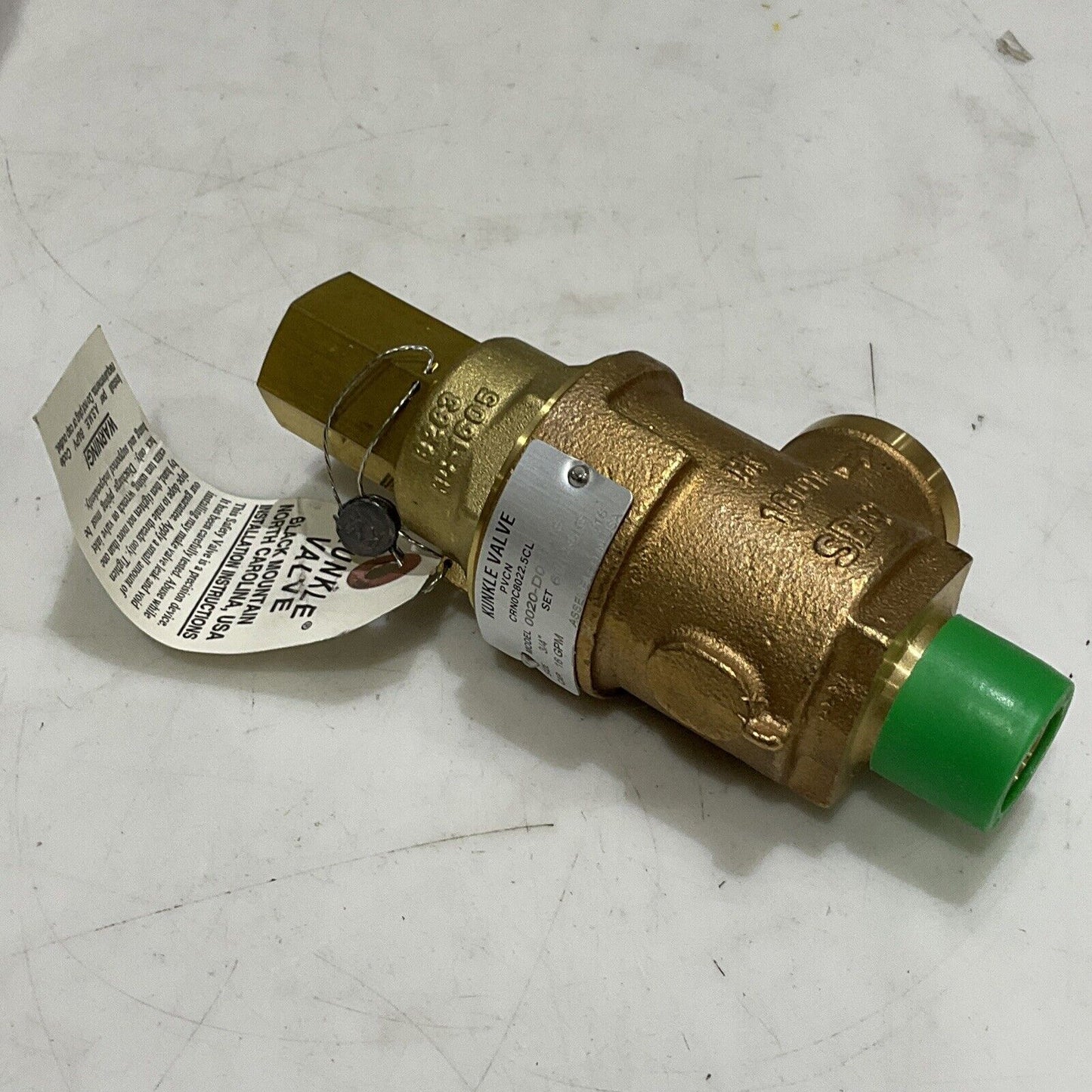 KUNKLE VALVE 0020-D01-MG-0060 PRESSURE RELIEF VALVE 3/4” 60 PSI 16 GPM 373