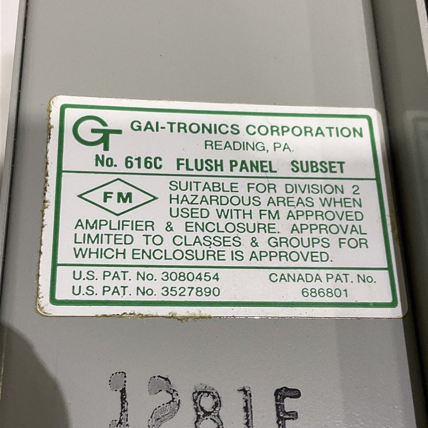 GAI TRONICS CORP 616C 1281E FLUSH PANEL SUBSET 373