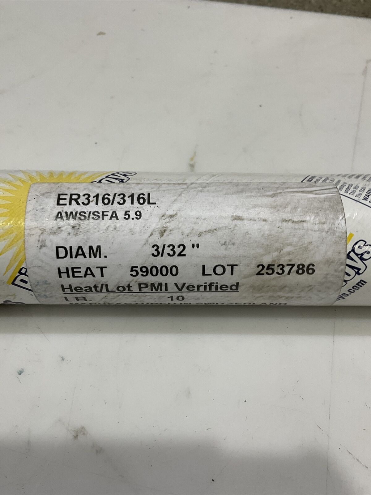 PINNACLE ALLOY ER316/317L AWS/SFA 5.9 ELECTRODE WELDING ROD 3/32” 10 LB 373