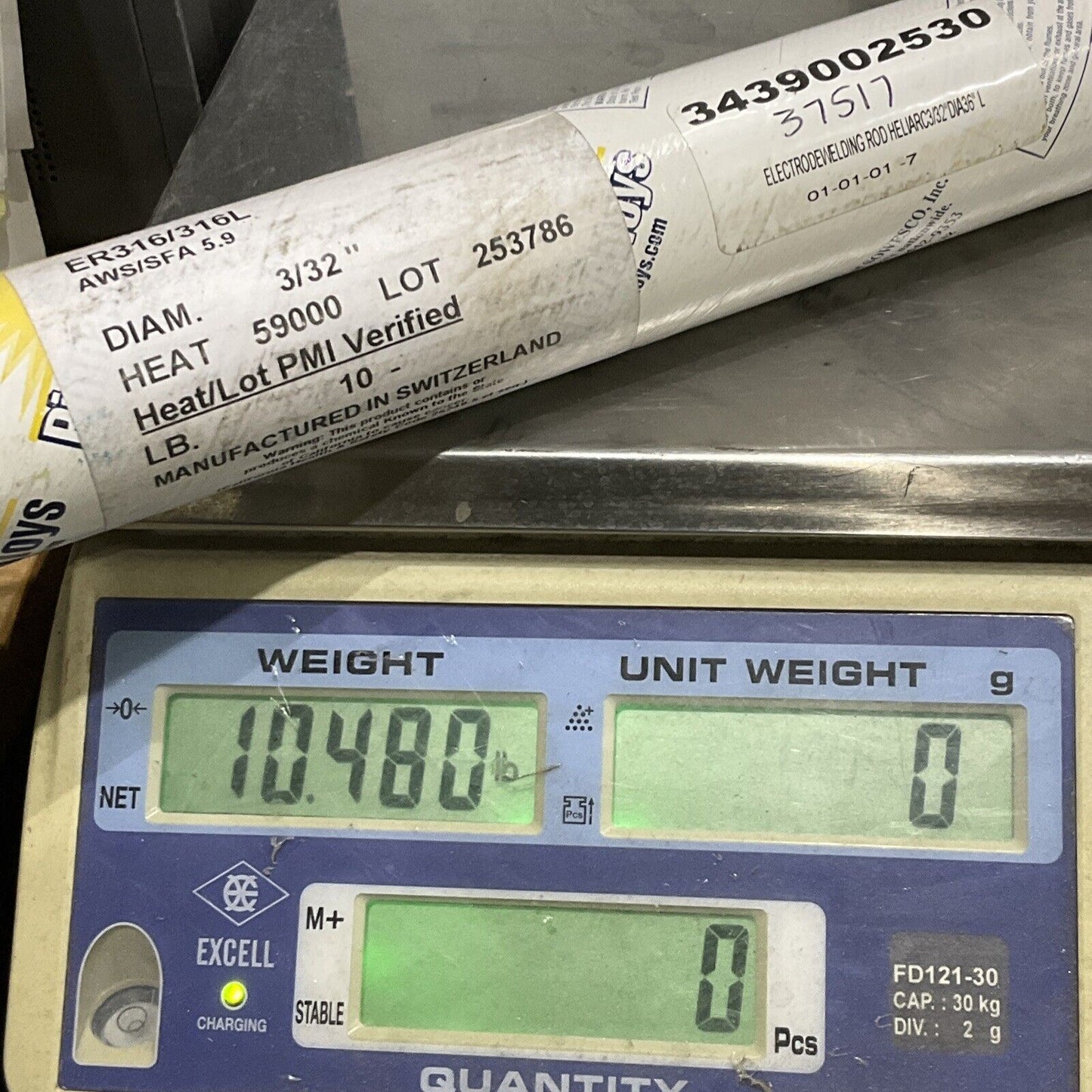 PINNACLE ALLOY ER316/317L AWS/SFA 5.9 ELECTRODE WELDING ROD 3/32” 10 LB 373