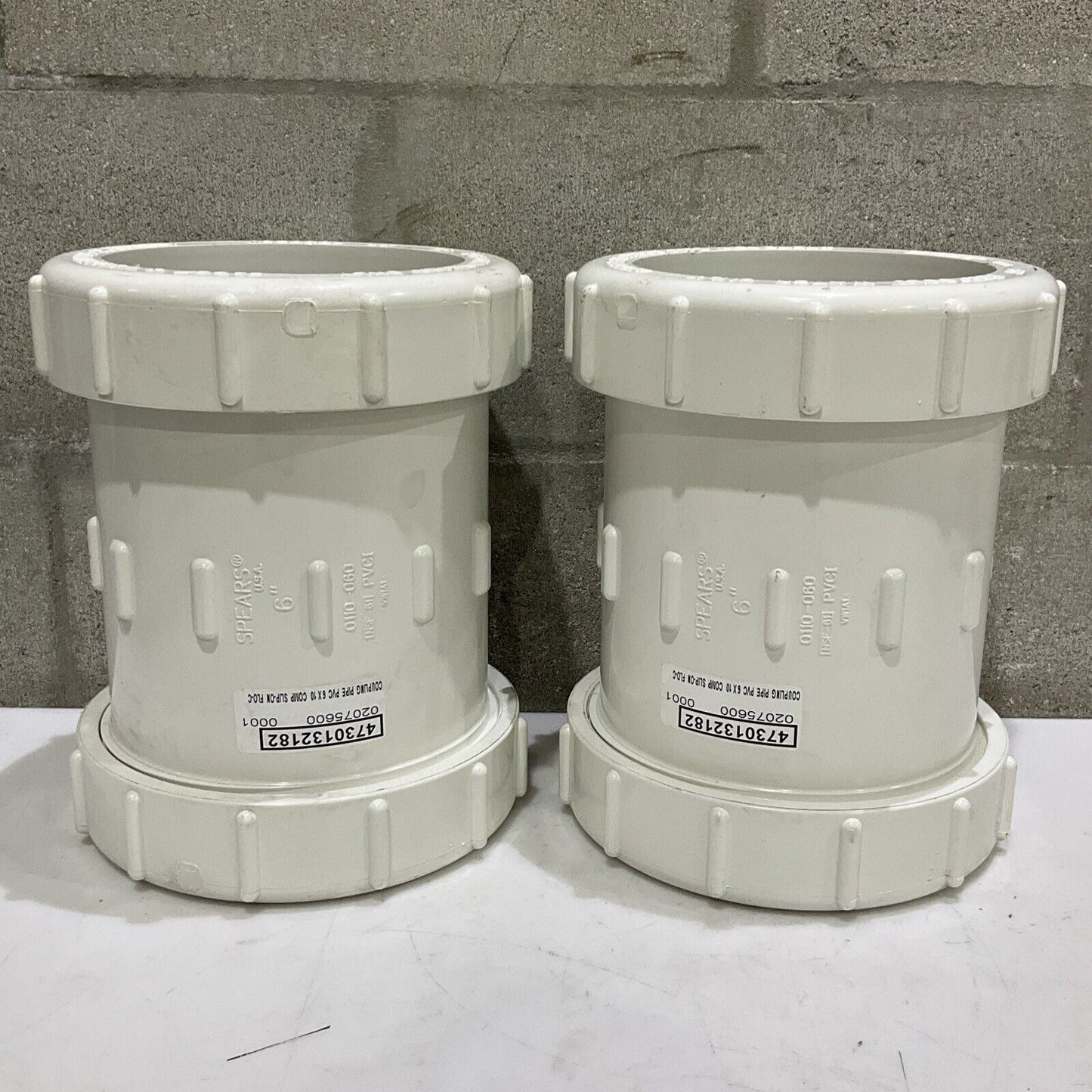 SPEARS 0110-060 PIPE COUPLING 6” X 10” PVC SLIP ON FLO-CONTROL LOT OF 2 373