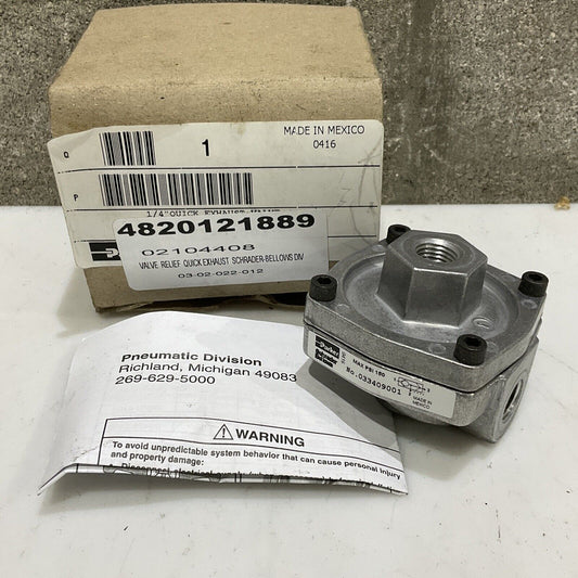 PARKER 033409001 PNEUMATIC QUICK EXHAUST VALVE 1/4” SCHRADER BELLOWS 373