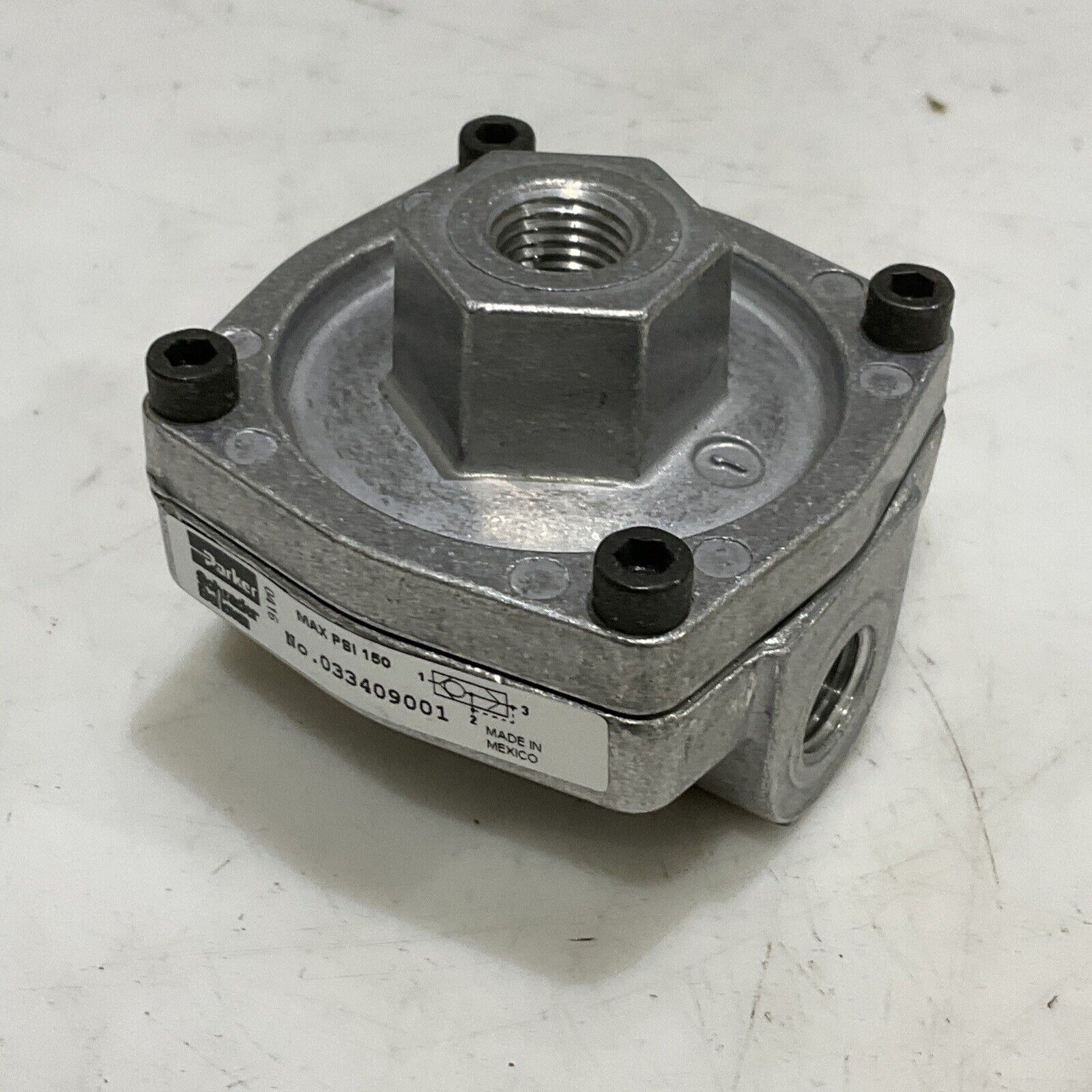 PARKER 033409001 PNEUMATIC QUICK EXHAUST VALVE 1/4” SCHRADER BELLOWS 3