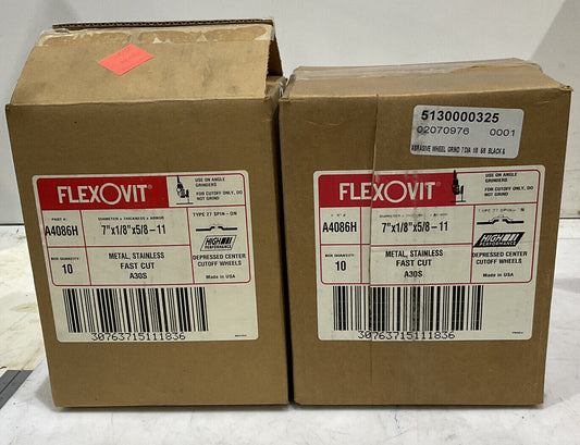 FLEXOVIT A4086H DEPRESSED CENTER CUTOFF WHEELS LOT OF 10 A3-S LOT OF 20 373