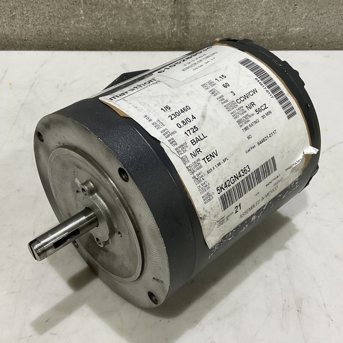 DIAMOND POWER 5K42GN4363 ELECTRIC MOTOR 1/6 HP 230/460 V 1725 RPM 60 HZ 3 PH 373