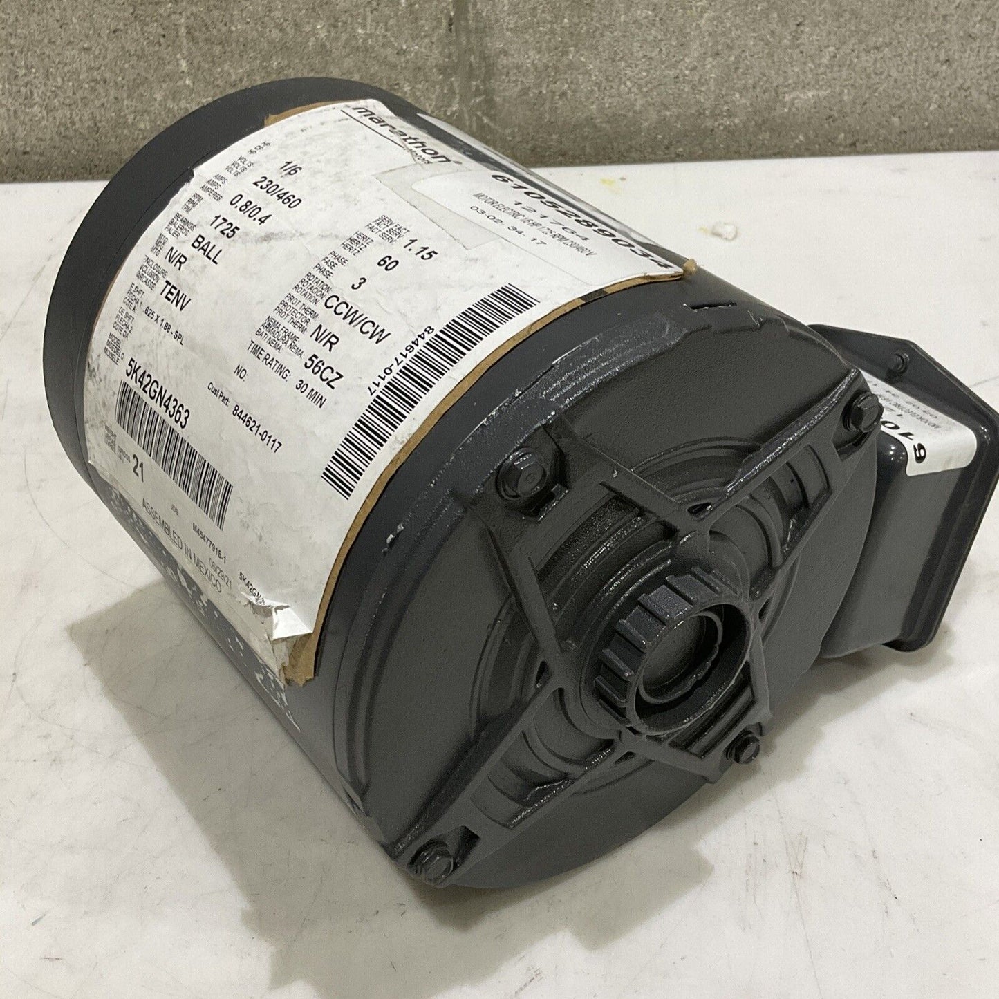 DIAMOND POWER 5K42GN4363 ELECTRIC MOTOR 1/6 HP 230/460 V 1725 RPM 60 HZ 3 PH 373