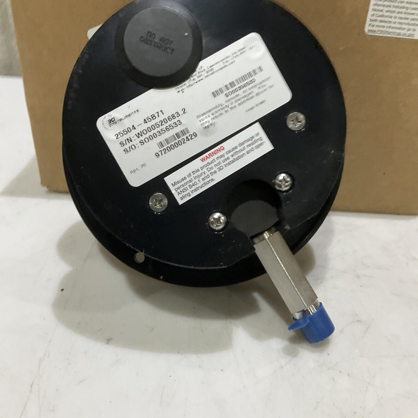 3D INSTRUMENTS 25504-45B71 PRESSURE GAUGE 4-1/2” 1/4” NPT 0-160 PSI 373