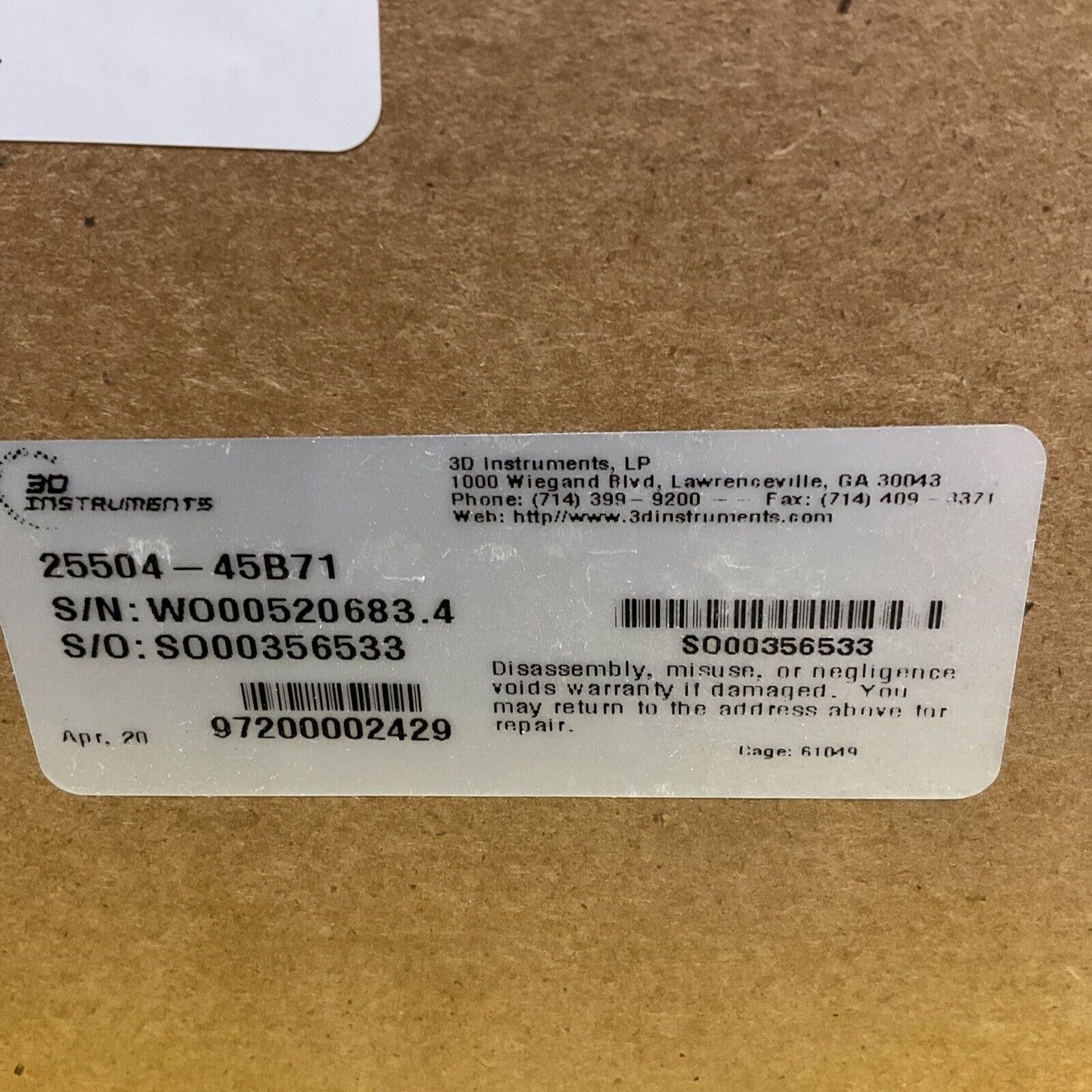 3D INSTRUMENTS 25504-45B71 PRESSURE GAUGE 4-1/2” 1/4” NPT 0-160 PSI 373