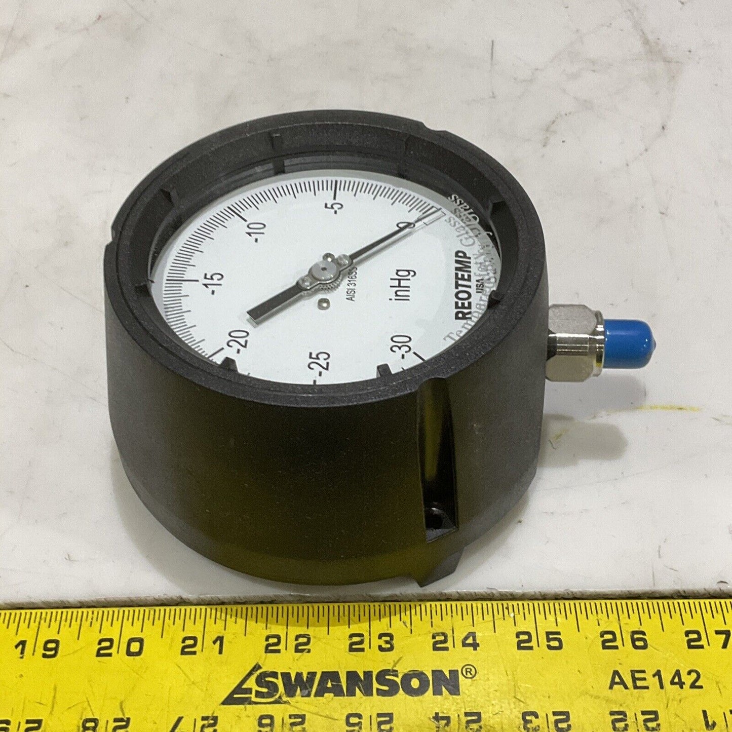 REOTEMP PT45P1A4P01-D-T INDUSTRIAL PRESSURE GAUGE 4-1/2” 1/4NPT -30INHG TO 0 373