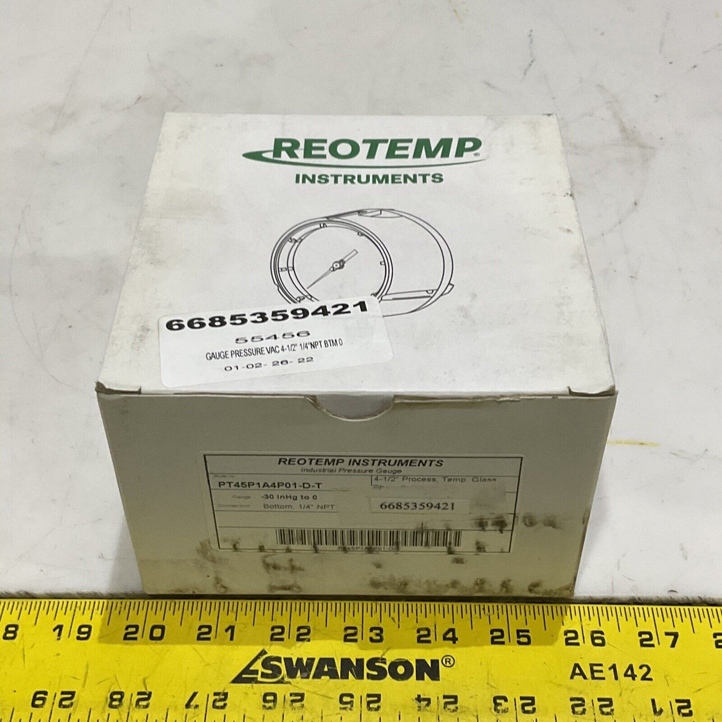 REOTEMP PT45P1A4P01-D-T INDUSTRIAL PRESSURE GAUGE 4-1/2” 1/4NPT -30INHG TO 0 373