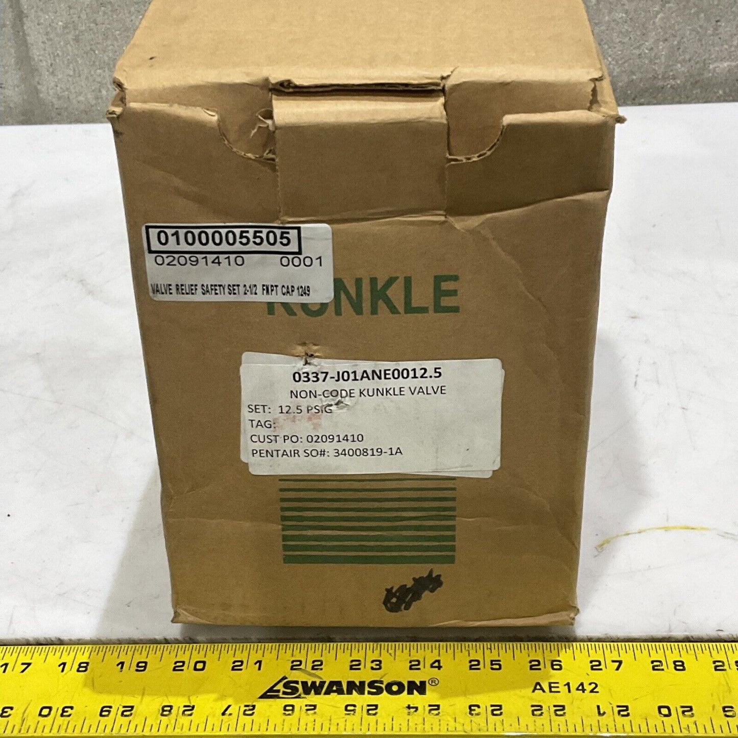 KUNKLE VALVE 0337-J01ANE 0012.5 SAFETY SET RELIEF VALVE 12.5 PSIG 2-1/2 373