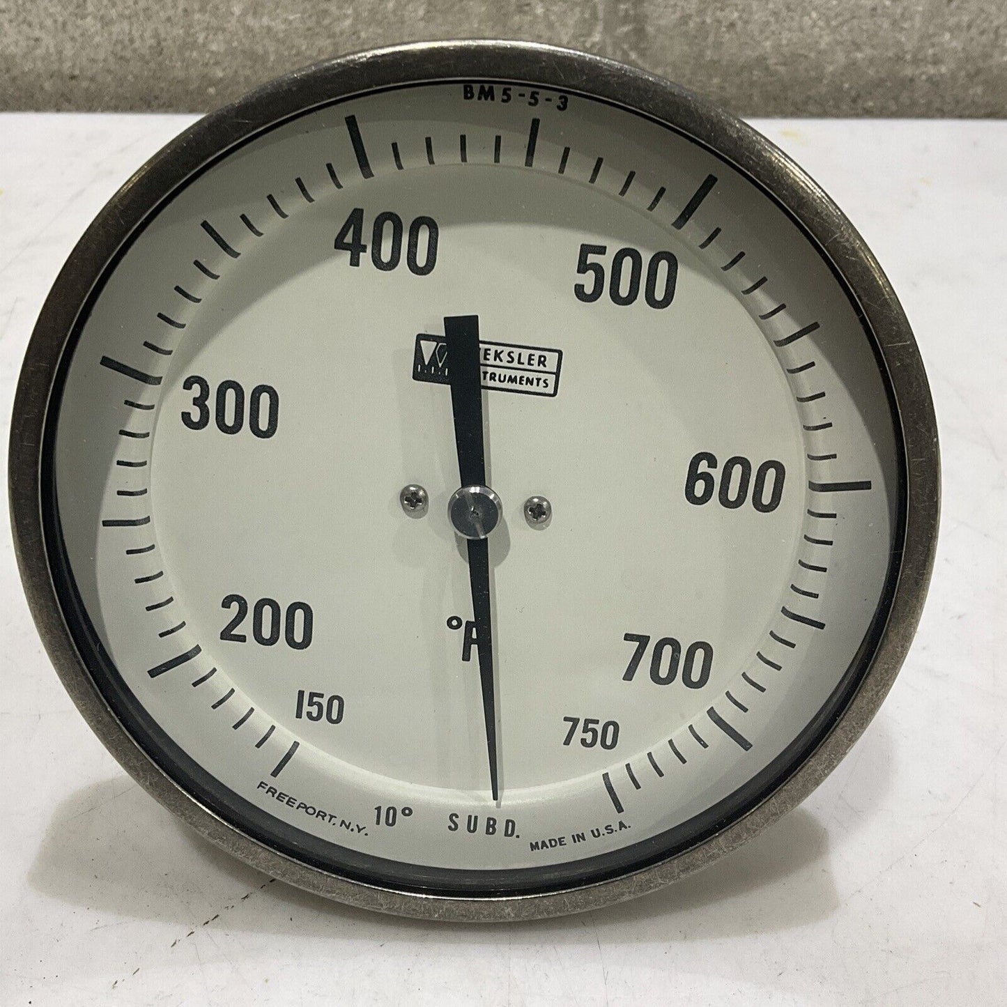 WEKSLER INSTRUMENTS AF06 BIMETAL THERMOMETER 5” DIAL 6”STEM AF06 150-750F 373