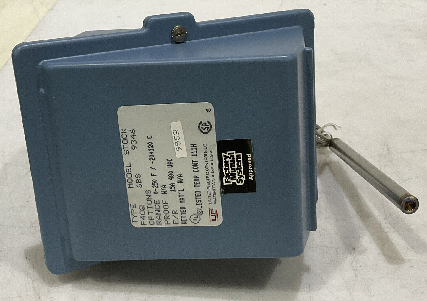 UNITED ELECTRIC F40L 6BS TEMPERATURE CONTROL 0-250 15A 480VAC 373
