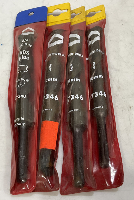 HAMMER DRILL 27346 20MM CARBIDE TIPS 3/4” LOT OF 4 373