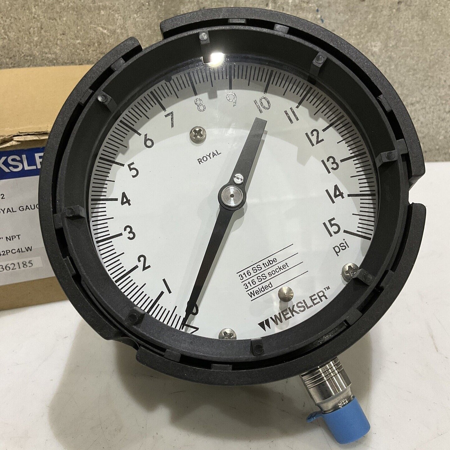 WEKSLER SW0512-12 PRESSURE GAUGE 4 1/2” 1/4” NPT 15 PSI 373