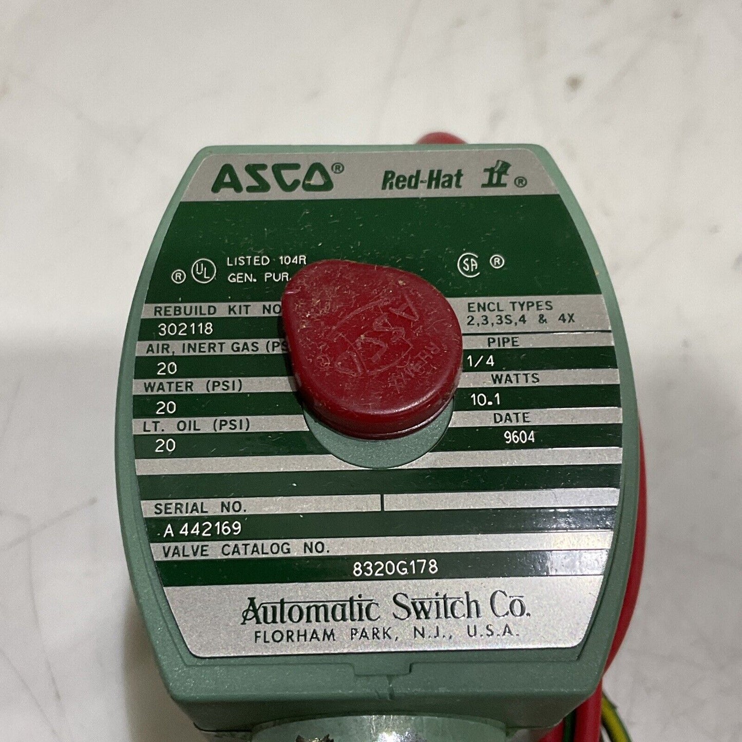 ASCO 8320G178 SOLENOID VALVES 20 PSI 1/4” 10.1 W 373
