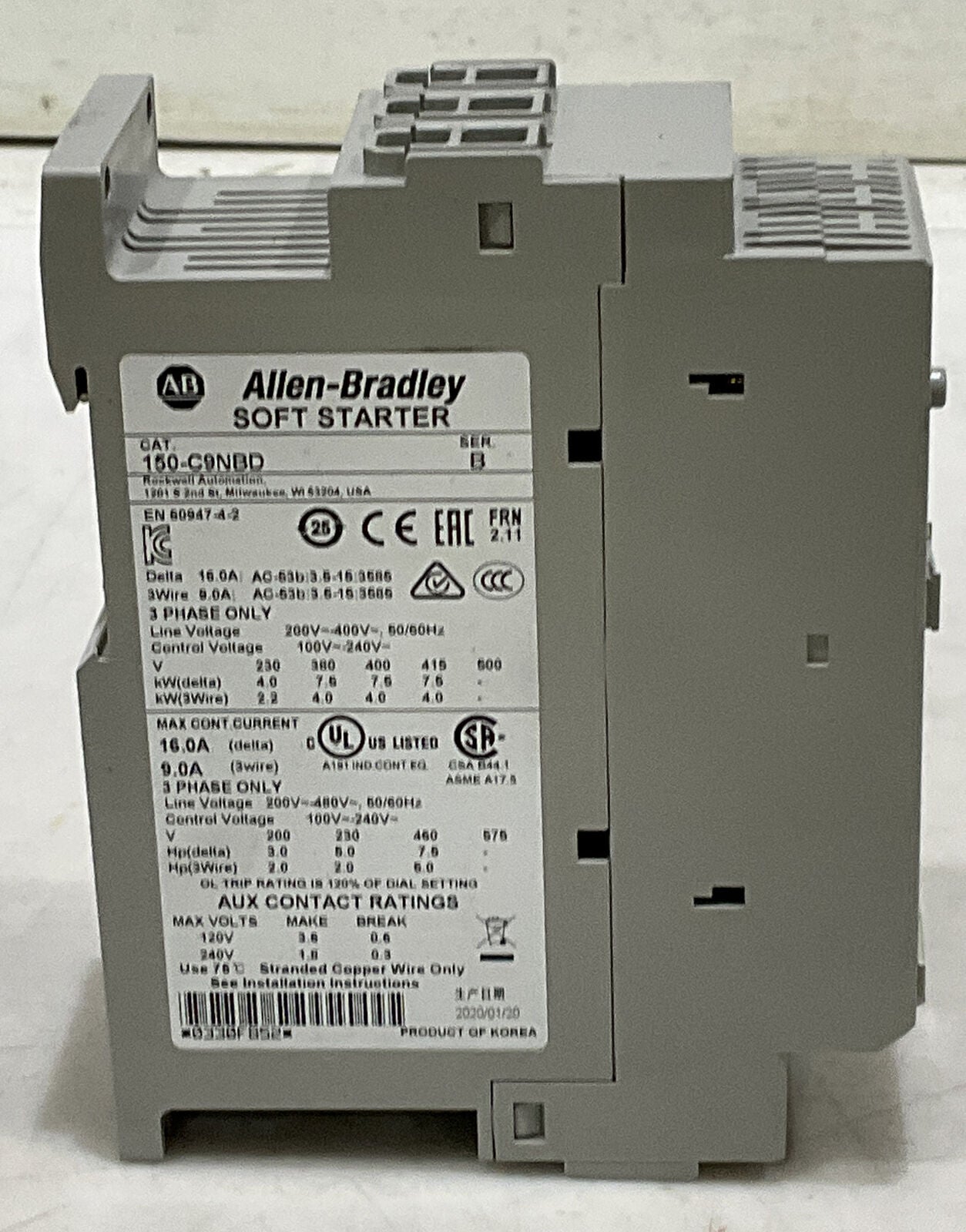ALLEN-BRADLEY 150-C9NBD SER B SOFT STARTER 373